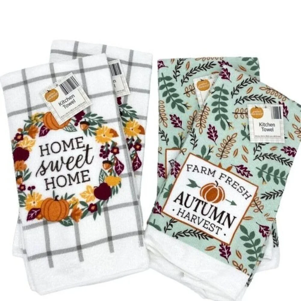 Fall Harvest Home Pumpkin Kitchen Towel Sets New